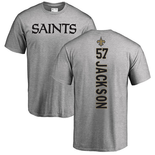 Men New Orleans Saints Ash Rickey Jackson Backer NFL Football #57 T Shirt